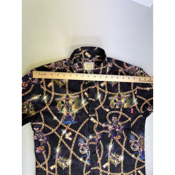 RSVLTS WWE Razor Ramone Short Sleeve Shirt Men's Small Black Button Up Wrestling - Picture 8 of 13
